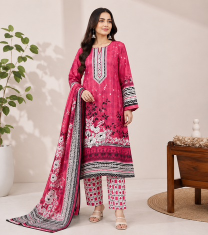 Multicolor Lawn 3 piece suit unstitched sale for Girls and Women