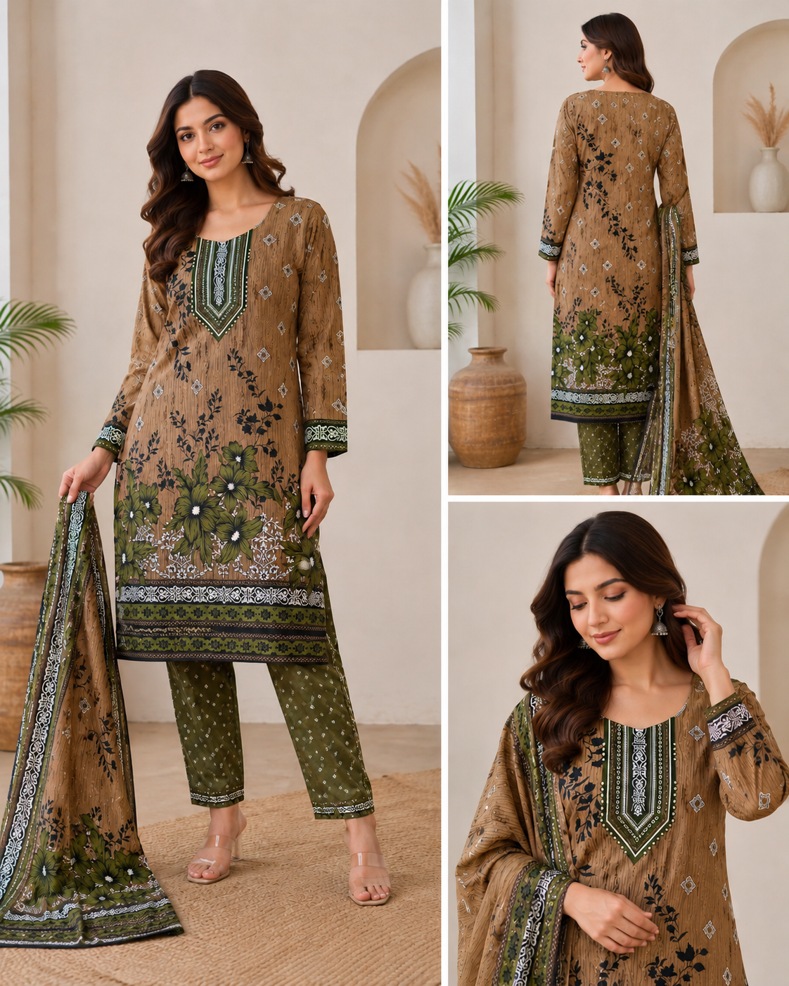 Multicolor Lawn 3 piece suit unstitched sale for Girls and Women