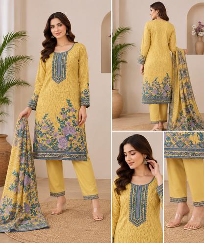 Multicolor Lawn 3 piece suit unstitched sale for Girls and Women