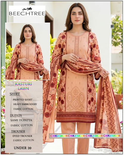 Fabrics Lawn Heavy Neck sequence Embroidered Unstitched 3pc Suit Summer Collection 2026 Lawn With Lawn dupatta For Women New Collection